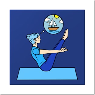 Yoga boat pose Posters and Art